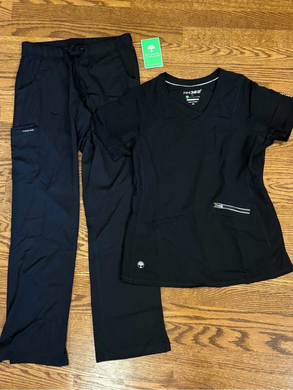 XS Black Healing Hands Scrubs